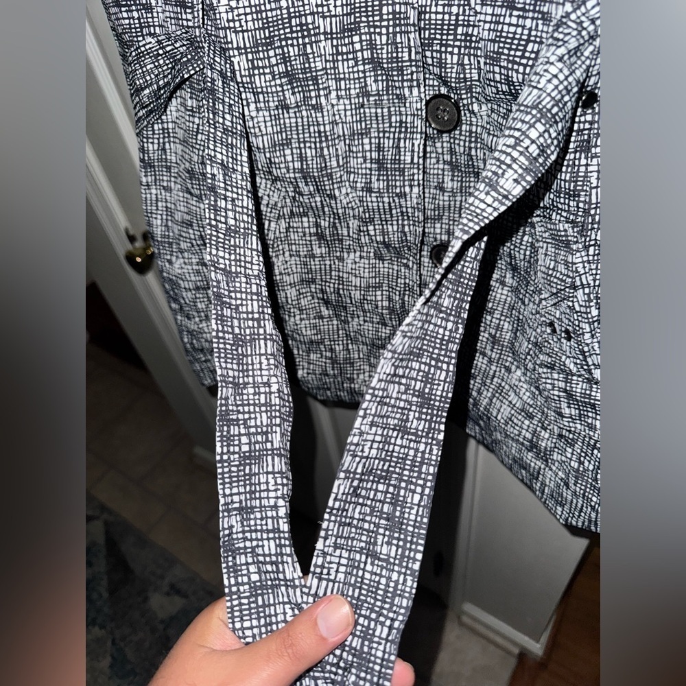 Faded Glory Women's L Black White Print Belted Lightweight Trench Coat Jacket - Picture 7 of 16
